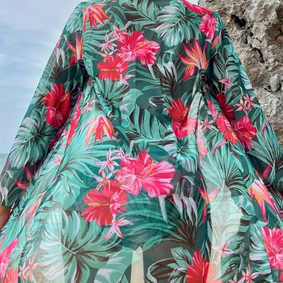 (2) Pc. Bikini Set With Long Sleeve Cover up - Picture 2 of 5